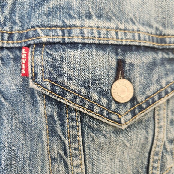 Retro Levi's Strauss Blue Denim Jacket CA00342 Trucker Casual Unisex Large - Picture 6 of 15